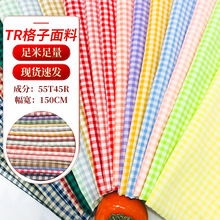 批发时装连衣裙色织条纹布春夏衬衫格纹布料TR泡泡皱小格子面料