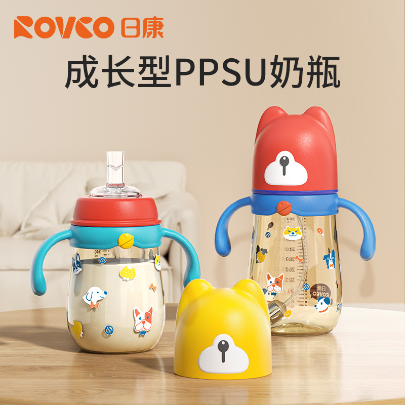 Baby Bottle Wide Mouth Resistant Straw Cup for Drinking Water and Milk - Year Old Baby Bottle