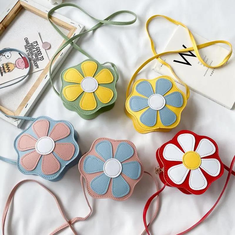 Candy-colored children's bags, stylish, cute mini flower-shaped princess crossbody bags, baby coin purses