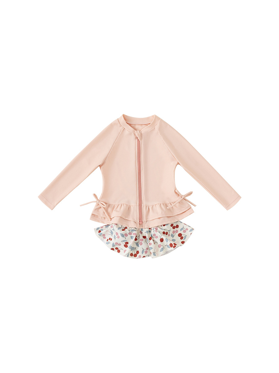 Youbao ropa para niños traje de baño de verano para niñas de dos piezas nuevo traje de baño de encaje de manga larga traje de baño para niños niñas divididas