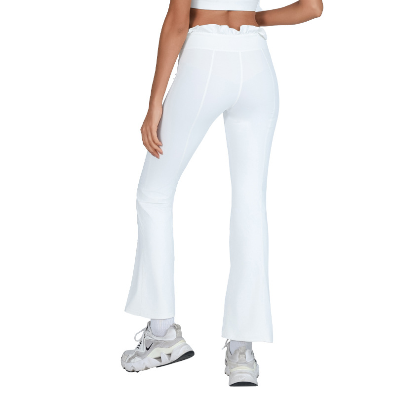 Pantalones de acondicionamiento deportivo de mujer de hoja de loto cintura alta elevación de cadera elástica apretada entrenamiento de baile de secado rápido pantalones de microescalado