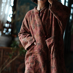 Autumn and Winter Ancient Mud Literary Retro Pure Cotton Loose Stand-Up Collar Cotton Outwear 1927 Spring as Old
