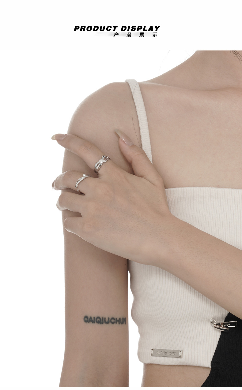 Fashion Geometric Sterling Silver Plating Artificial Pearls Open Ring 1 Piece