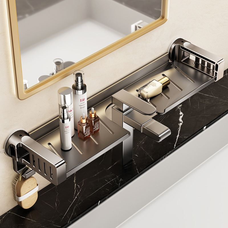 Mirror Front Storage Rack Bathroom Sink Washbasin Sink Storage Rack Bathroom Toilet Punch-Free Wall-Mounted