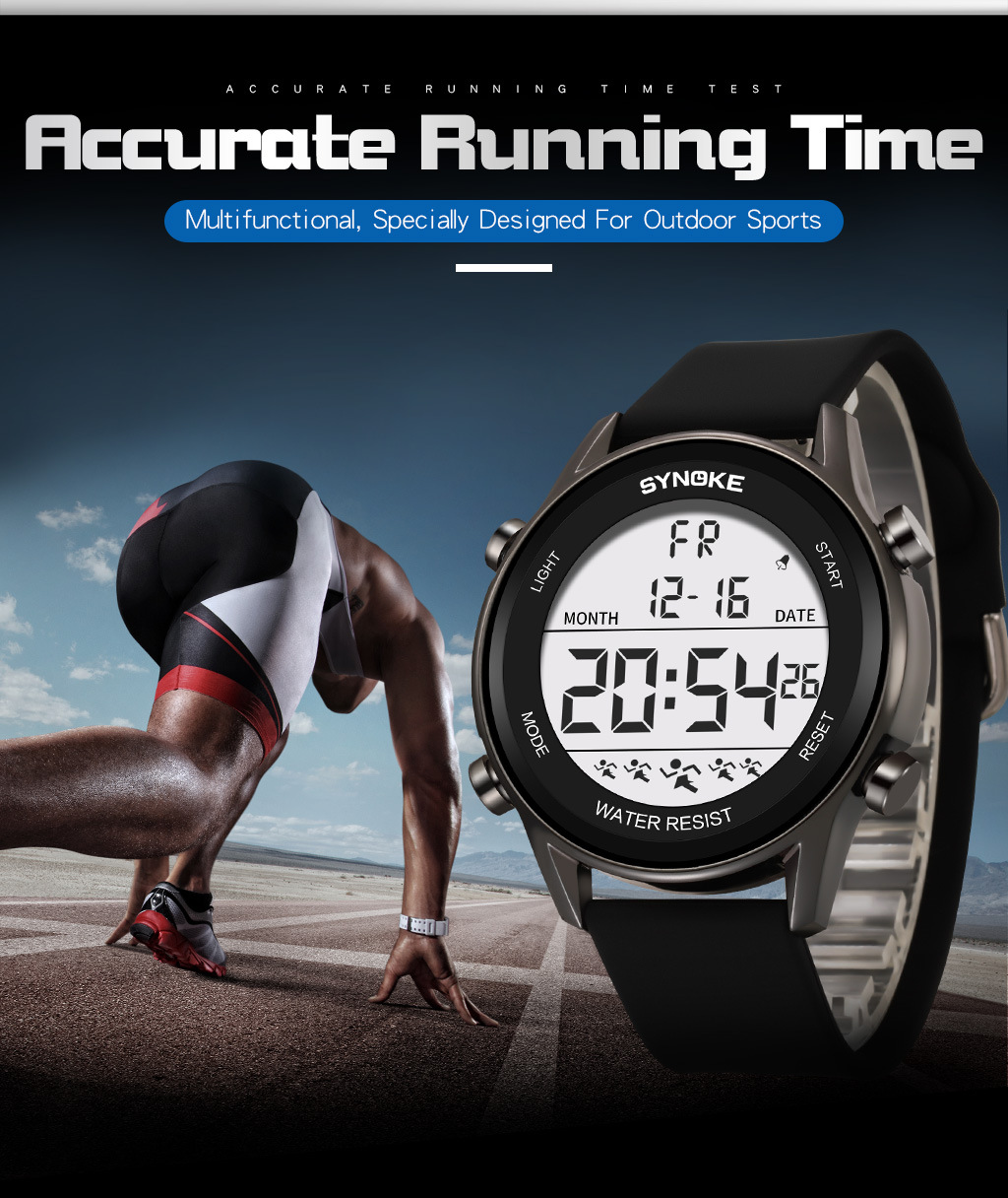 SYNOKE Men's Sports Silicone Electronic Watch Waterproof Luminous Large Screen Outdoor Mountaineering Watch Running Student Fashion_voghion.com