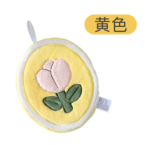 Hangable coral velvet hand towel kitchen bathroom absorbent towel soft breathable cartoon hand towel not easy to fall off