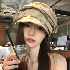 复古褶皱贝雷帽女早秋薄款美拉德风鸭舌堆堆帽百搭显脸小画家帽子