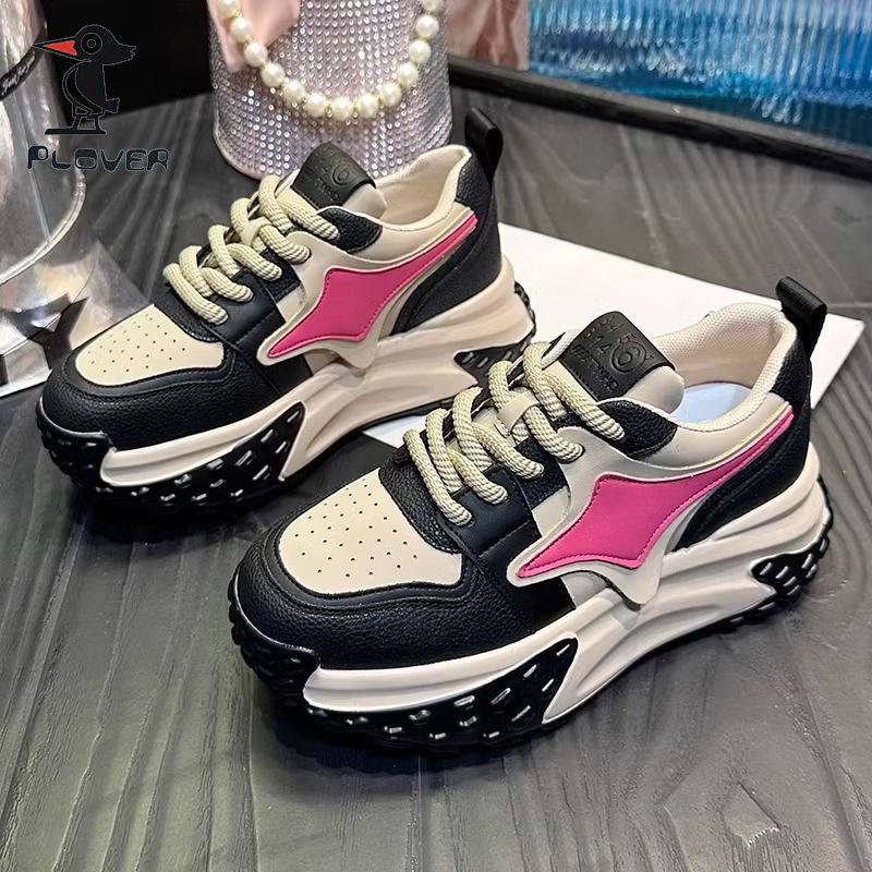PLOVER zapatos de papá de mujer super caliente red zapatos de altura baja explosivo primavera y otoño zapatos de mujer zapatos deportivos casuales con suela gruesa