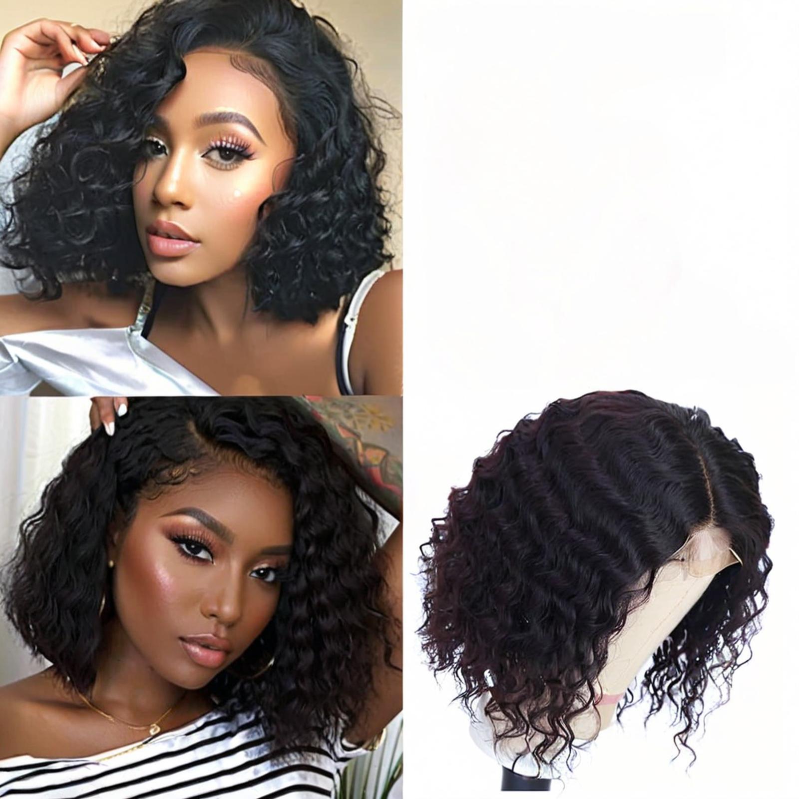 AliExpress pelucas transfronterizas mujeres Europa y los Estados Unidos venta caliente de lana rollo de rizos cortos de fibra química de alta temperatura cabeza completa en stock primero