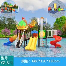 大型跨境玻璃钢水上滑梯儿童户外乐园组合滑滑梯彩虹螺旋水上滑道