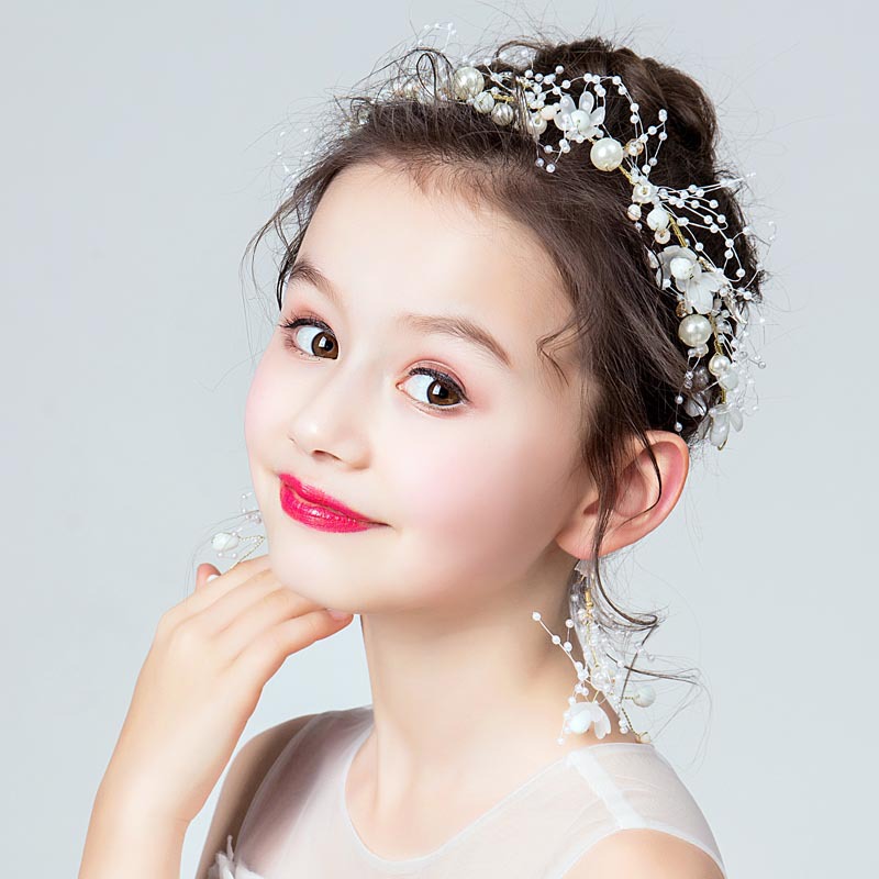 9白色满天星花环+耳夹1套