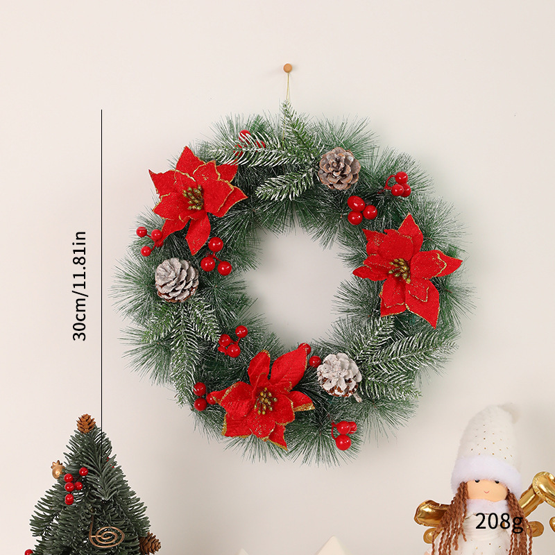 外国貿易の人気クリスマスの花輪のペンダントクリスマスのシーンのショーウインドーの扉を配置します。|undefined