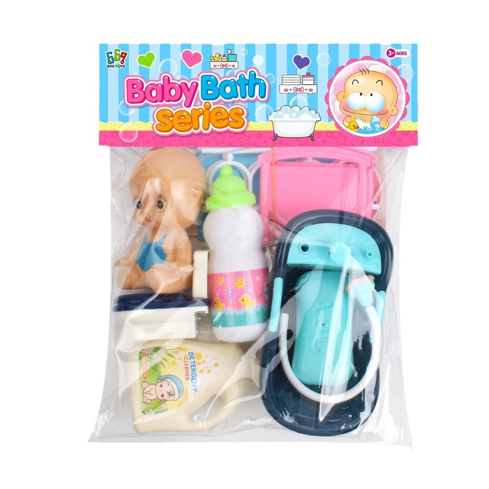 Los niños juegan casa Baño baño Agua mano presión agua bañera muñeca juguete traje bebé baño juguete