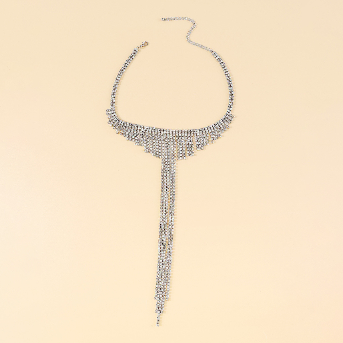 Rhinestone Tassel Necklace Designer Style Luxury Claw Chain Link_voghion.com