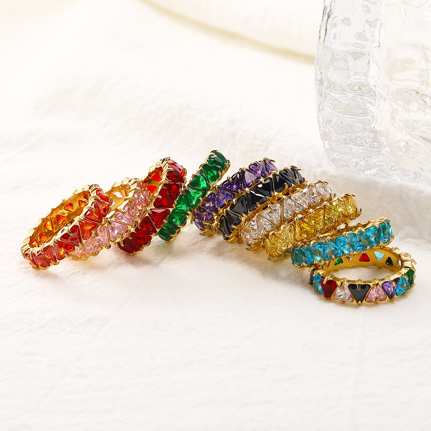 8g Weight Real Gold Plated Plating Material Real Gold Plated Geometric Color Block 304 Stainless Steel Vintage Style Waterproof Non Tarnish Rings