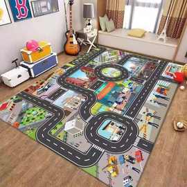 儿童地毯爬行垫城市交通场景地图游戏玩具毯马路轨道停车场地垫