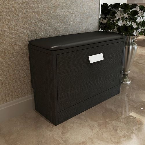 zsr new entry door shoe cabinet with integrated shoe bench, black shoe cabinet, small apartment, ultra-thin tipping bucket
