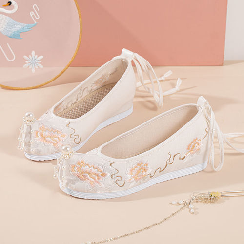 Ancient style Chinese Fairy hanfu shoes Single shoes for students with ancient  folk costume dance qipao cheongsam embroidered elegant embroidered shoes