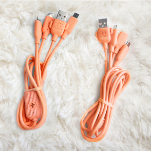 One-to-three super fast charging data cable luminous three-in-one charging cable suitable for Apple Huawei Android Universal