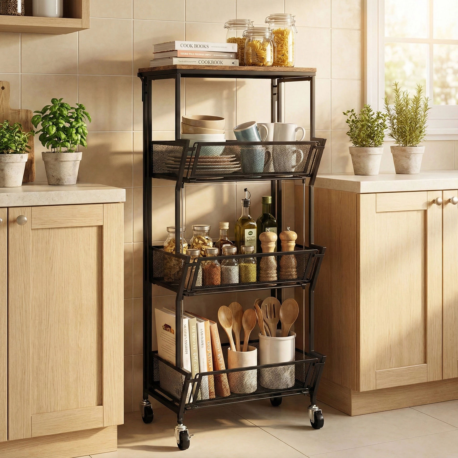 Estante de almacenamiento de cocina multifuncional cesta de verduras y frutas piso giratorio estante de almacenamiento plegable estante de almacenamiento sin instalación