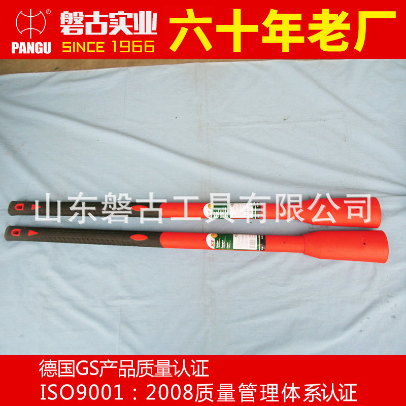 优质轨道钢 自由锻带筋钢镐 纤维红色刷漆钢镐柄