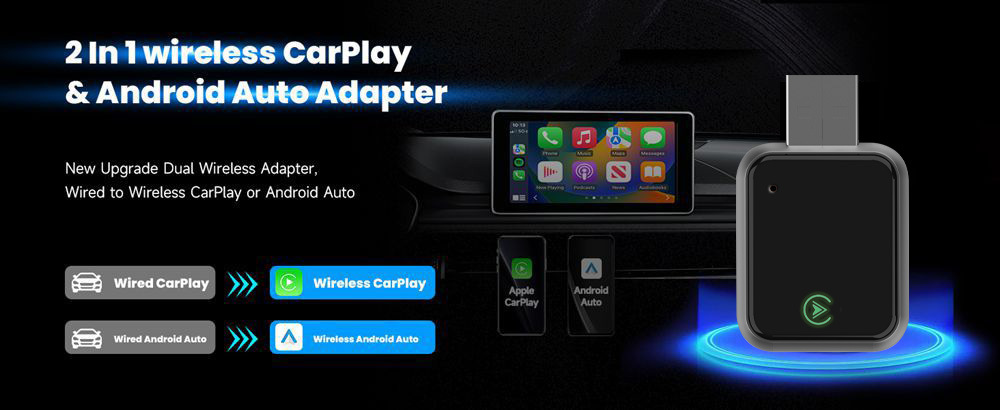 Amazon's Popular Wireless Carplay Adapter Android Auto Two-In-One USB Car Audio Converter
