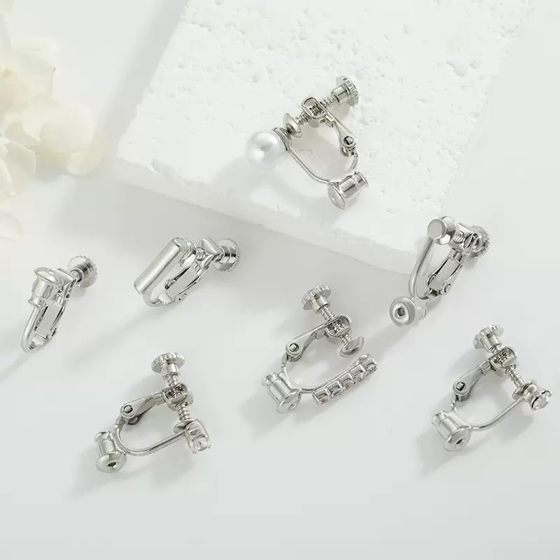 日韩镶钻耳环可调节螺丝耳夹转换器DIY无耳洞珍珠耳夹饰品配件