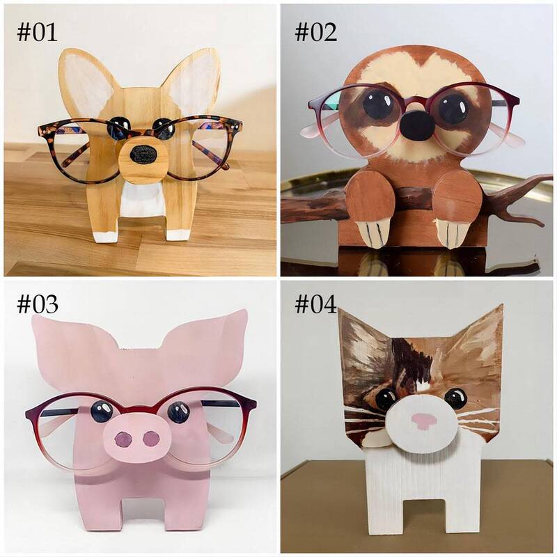 Creative Wooden Ornaments Animal Glasses Storage Ornaments Office Desktop Wooden Crafts Glasses Display Rack
