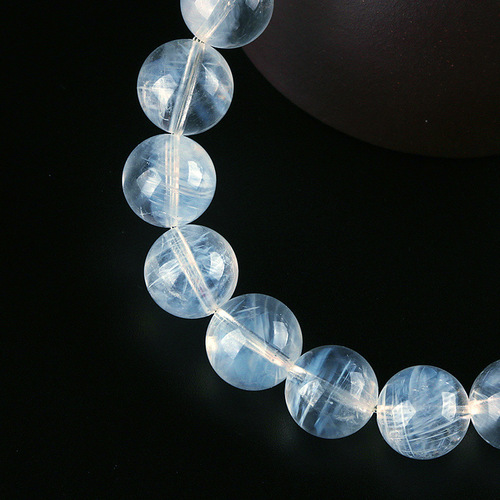 Natural Blue Pinwheel Stone Bracelet, Ice Blue Fluffy Pinwheel Crystal Accessory Wholesale, Angel Feather Blue Pinwheel Stone Bracelet