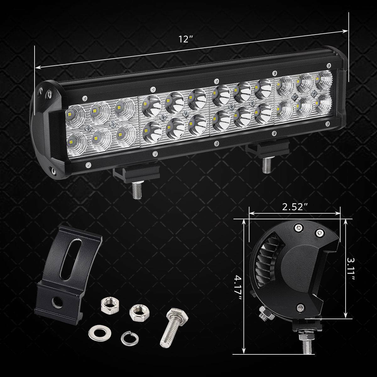 Fuente transfronteriza de 72W lámpara de trabajo lámpara de barra de automóviles proyector de ingeniería de lámpara todoterreno de 12 pulgadas LED