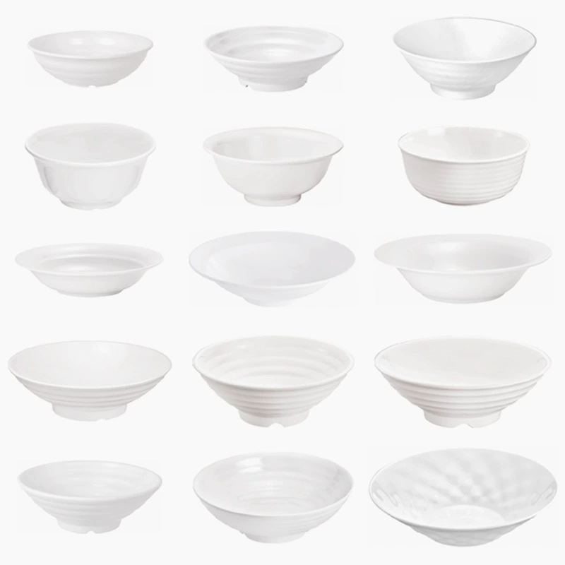 A5 Белая меламиновая миска Коммерческая столовая столовая столовая фаст-фуд суп из горячего горшка рисовая миска круглая закуска миска столовая лапша миска