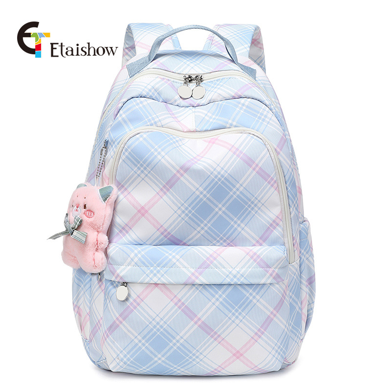 Fábrica al por mayor mochila femenina estudiante de secundaria lindo gato impresión gran capacidad impermeable chica