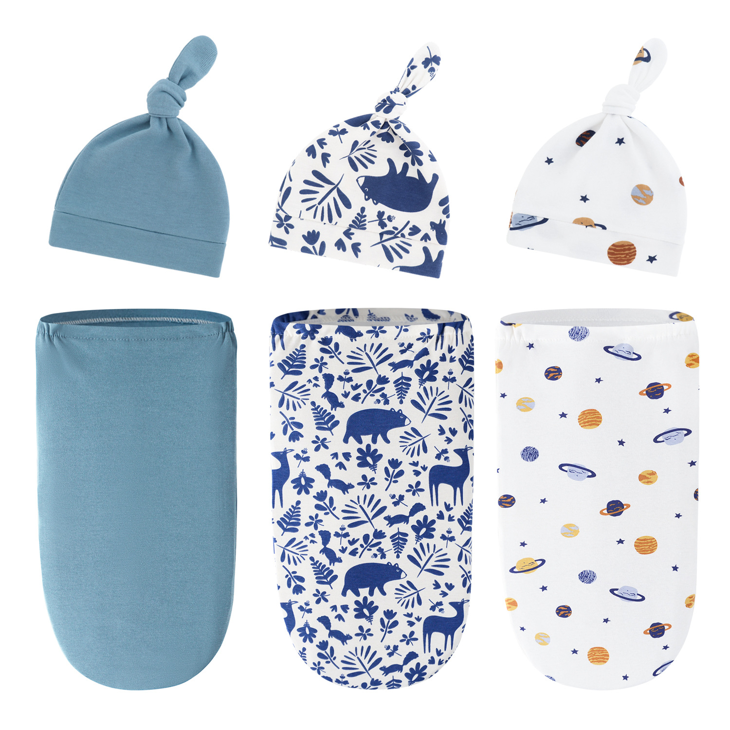 Newborn Baby Fetal Cap Baby Anti-Jump Pure Cotton Swaddling Towel for Boys and Girls Spring & Fall Blanket Foreign Trade Europe