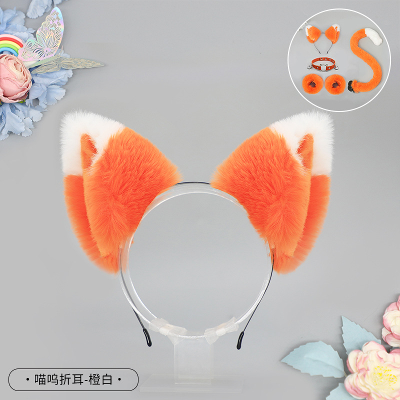 De una sola pieza hecha a mano de peluche Lolita diadema de oreja de gato KC accesorios para el cabello bestia oído tocado Fox oreja horquilla