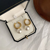 Fashionable retro earrings from pearl, Japanese and Korean, Korean style, simple and elegant design