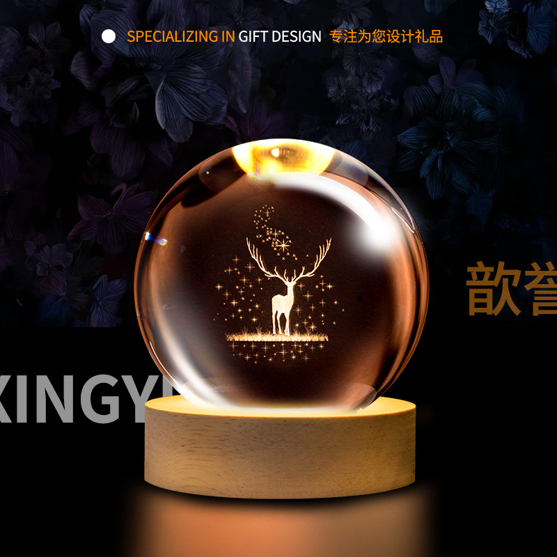 Luminosa galaxia cristal bola noche luz galaxia cristal artesanía 3D láser interior talla Regalo de Cumpleaños decoración creativa