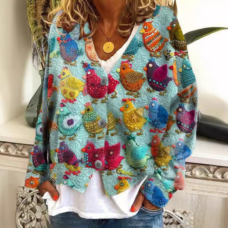 2024 New Foreign Trade Cross-Border Amazon Export Model: Playful and Versatile 3D Printed Casual Cape Cardigan Sweater
