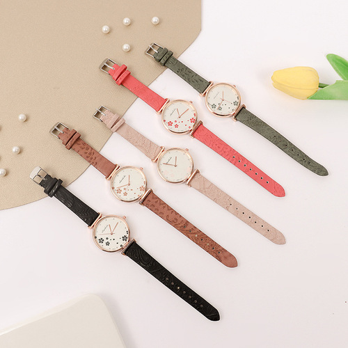Classic Retro Belt Watch Ladies Fashion Trend Niche Watch Korean Style Student Quartz Watch Wholesale