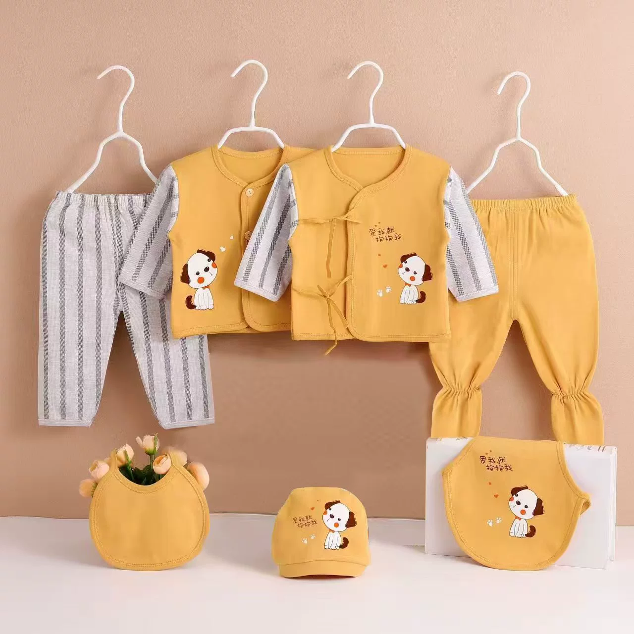 Полиэтиленовый пакет OPP для новорожденных хлопок семь частей ребенок гребенной хлопок шлифовальные принадлежности для одежды Подарочный пакет детский набор