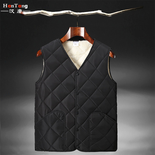 Men's winter leisure warm lined three-layer padded cotton vest
