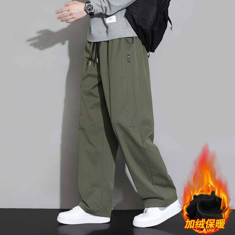 Fleece-Lined Thick Pants for Men, Spring and Autumn 2025 New Straight-Leg Cargo Pants, Loose Autumn and Winter Casual Long Pants