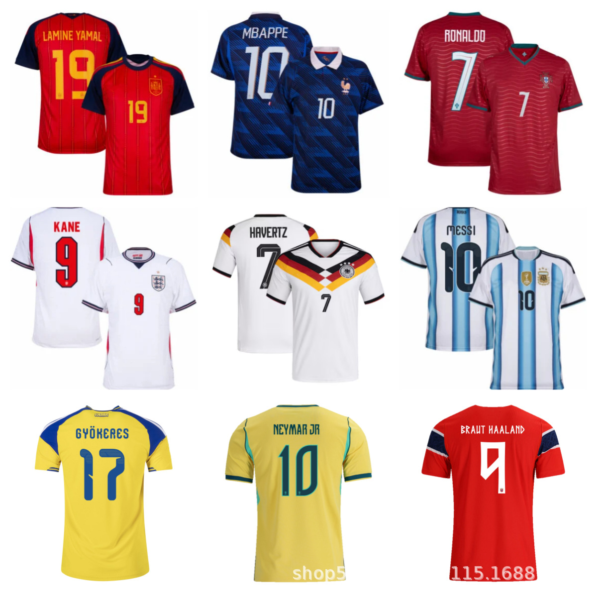 Futbol forması — Braziliya, Argentina, Fransa, Almaniya komandaları