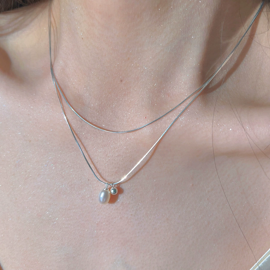 Простой двухслойный жемчуг ожерелье женское холодное ветерок мода индивидуальность ключицы дикий высокий темперамент