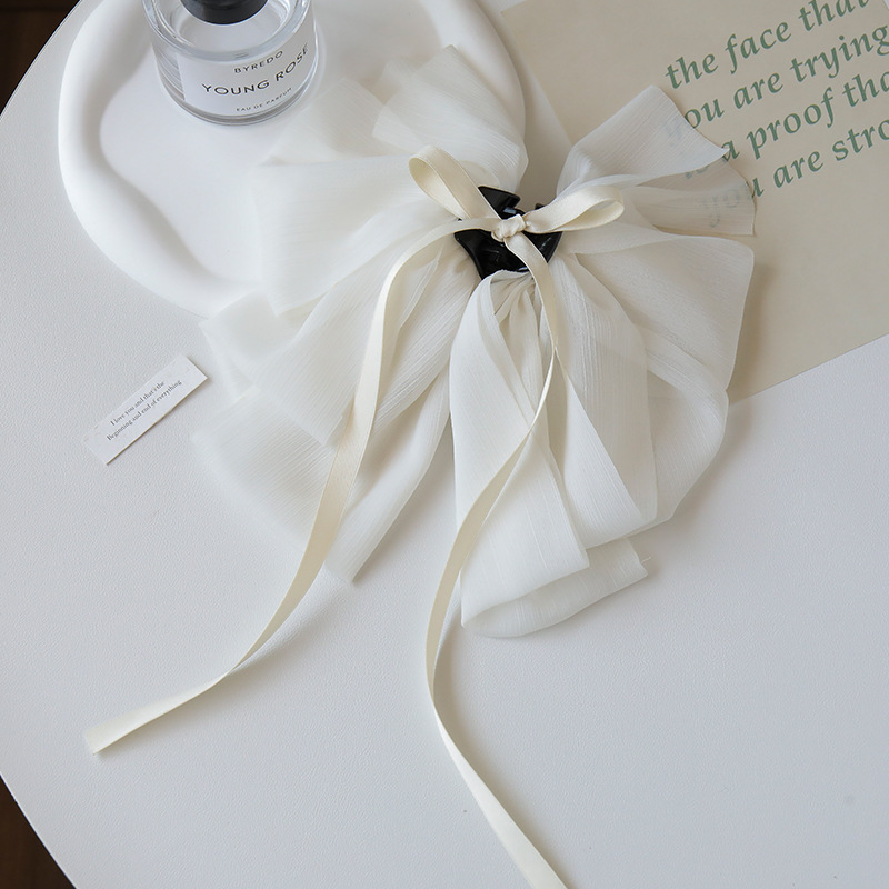 White Tulle Thin Ribbon Bow