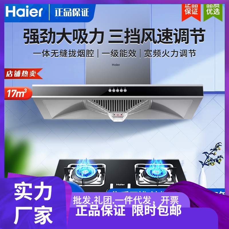 Haier/Hai.Er Range Hood European Style E900T6V Home Kitchen Top Suction Range Hood Gas Stove Set