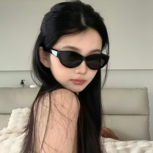 2024 European and American cat-eye sunglasses for women, women's high-end face-showing small anti-UV sunscreen men's polarized sunglasses