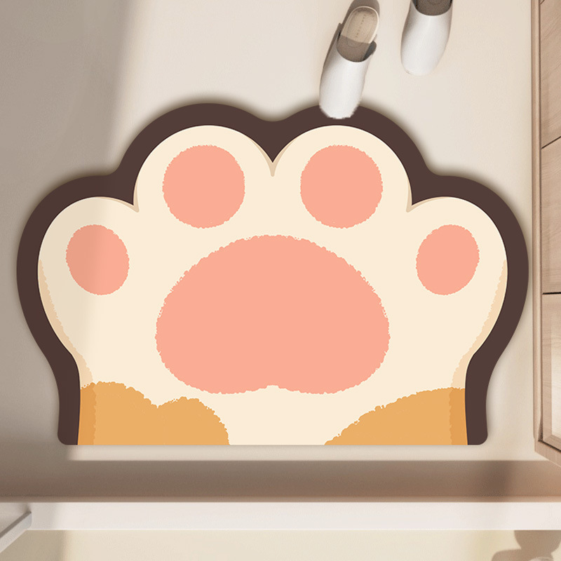 Bathroom Mat Cartoon Cat Claw Diatom Mud Mat Bathroom Absorbent Foot Mat Home Anti-Slip Mat
