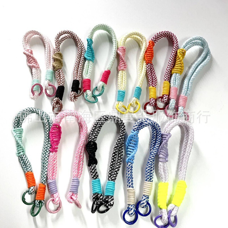 Minimalist Ins-Style Color-Block Woven Rope Short Phone Lanyard Ccd Camera Strap Handheld Accessory Unisex Wristband with Double Buckle Minimalist Ins-Style Color-Block Woven Rope Short Phone Lanyard Ccd Camera Strap Handheld Accessory Unisex Wristband with Double Buckle