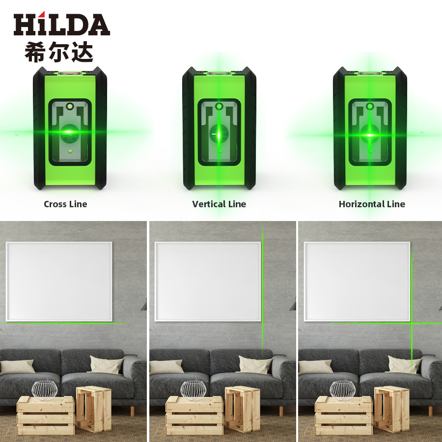 Hilda láser nivel infrarrojo portátil mini pequeña luz verde 2-alambre proyector medidor de nivel de alta precisión