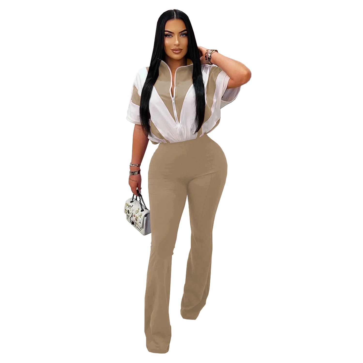 C7306 Aliexpress transfronterizo Amazon Europa y América de moda ropa de mujer casual delgada deportivo de mangas cortas pantalones largos set nuevo